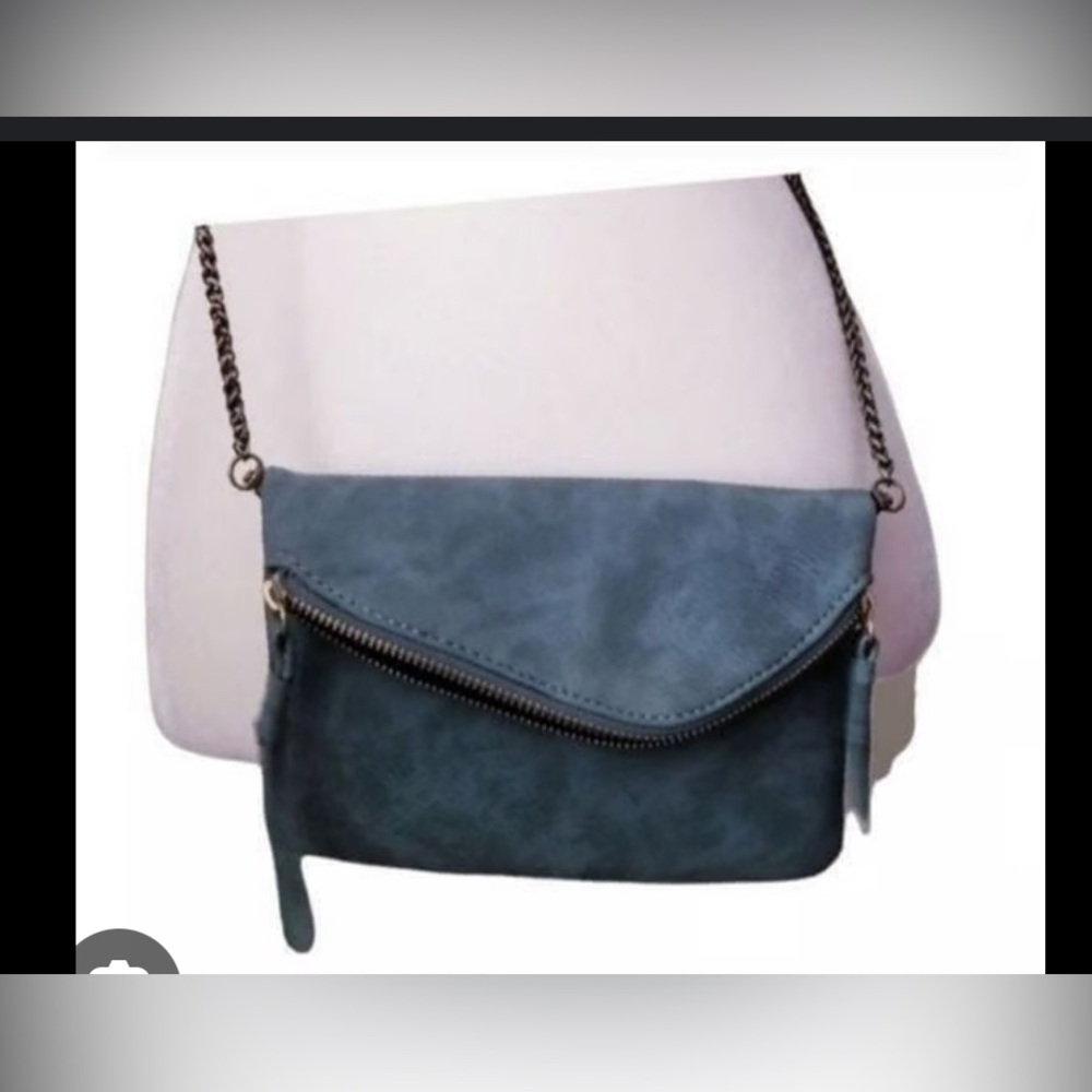 Francesca's Blue envelope Crossbody Bag with detachable strap, NWOT